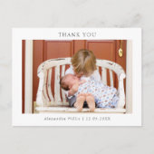 ミニマエレガントリスト赤ちゃんシャワー写真ありがとう インビテーションポストカード (正面)