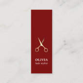 ミニマエレガントリスト赤フェイク金ゴールドはさみ髪 スキニー名刺 (正面)