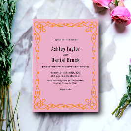 ミニマエレガントリスト赤面ピンクシックフローラズ結婚 招待状