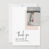 ミニマエレガントリスト赤面ピンクスクリプトフォント結婚 サンキューカード (正面)