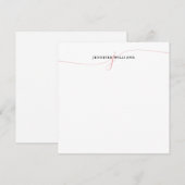 ミニマエレガントリスト赤面ピンクスクリプトモノグラム ノートカード (正面/裏面)