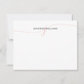 ミニマエレガントリスト赤面ピンクスクリプトモノグラム ノートカード (正面)