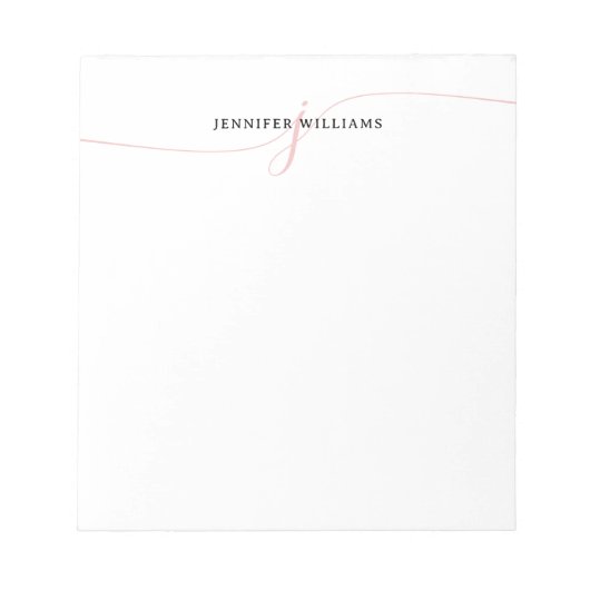 ミニマエレガントリスト赤面ピンクスクリプトモノグラム ノートパッド (正面)