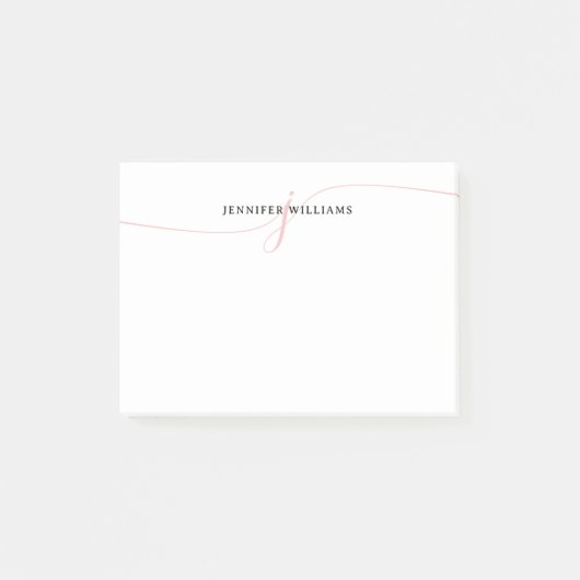 ミニマエレガントリスト赤面ピンクスクリプトモノグラム ポストイット (正面)