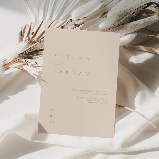 ミニマエレガントリスト赤面ピンク結婚式招待状 招待状