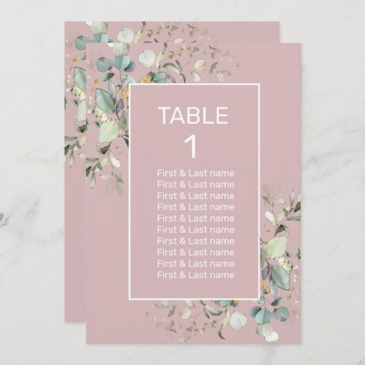 ミニマエレガントリスト赤面ピ結婚ンクのテーブル番号 (正面/裏面)