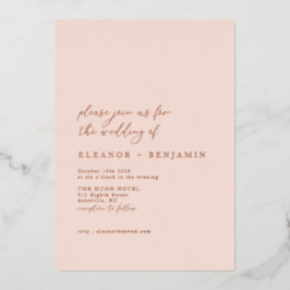 ミニマエレガントリスト赤面ピ結婚ンクのバラ金ゴールド 箔招待状