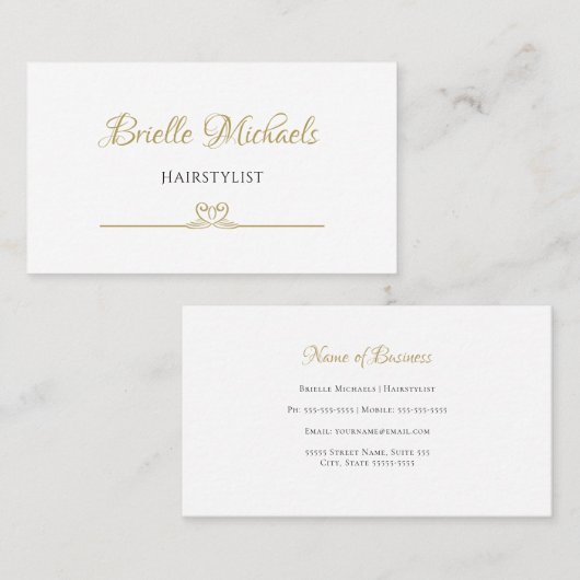 ミニマエレガントリスト金ゴールドとブラックハートフィリグリー 名刺 (正面/裏面)