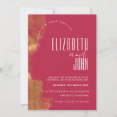 ミニマエレガントリスト金ゴールドとマゼンダ結婚ーズ 招待状 (正面)