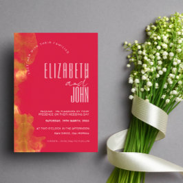 ミニマエレガントリスト金ゴールドとマゼンダ結婚ーズ 招待状