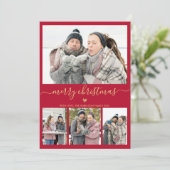 ミニマエレガントリスト金ゴールドとレッド4フォトクリスマス シーズンカード (スタンド正面)