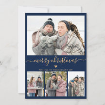 ミニマエレガントリスト金ゴールドと海軍4写真クリスマス