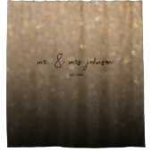 ミニマエレガントリスト金ゴールドグリッター結婚カップル シャワーカーテン (正面)