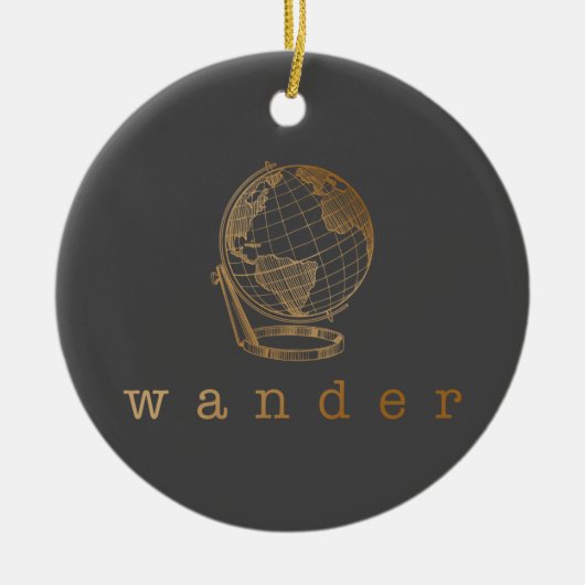 ミニマエレガントリスト金ゴールドグローブ旅行クリスマス セラミックオーナメント (正面)