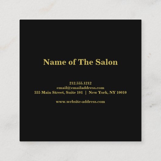 ミニマエレガントリスト金ゴールドシザー美容師 スクエア名刺 (裏面)