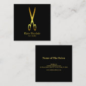 ミニマエレガントリスト金ゴールドシザー美容師 スクエア名刺 (正面/裏面)