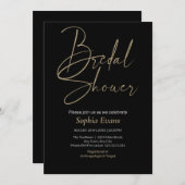 ミニマエレガントリスト金ゴールドシルバーブラックブライダルシャワー 招待状 (正面/裏面)