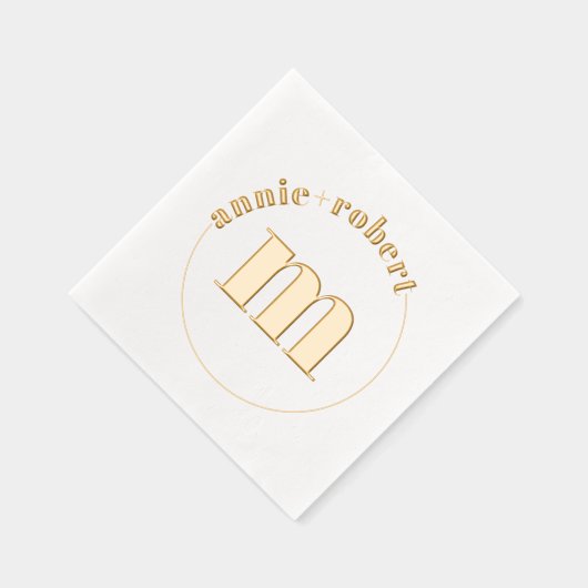 ミニマエレガントリスト金ゴールドフォイル結婚モノグラム 箔ナプキン (右)