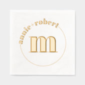 ミニマエレガントリスト金ゴールドフォイル結婚モノグラム 箔ナプキン (正面)
