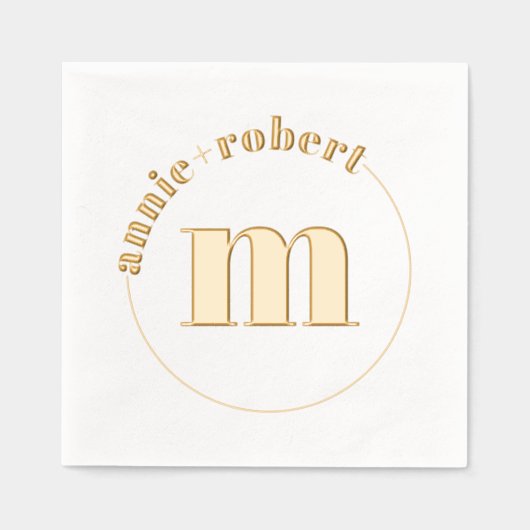ミニマエレガントリスト金ゴールドフォイル結婚モノグラム 箔ナプキン (正面)