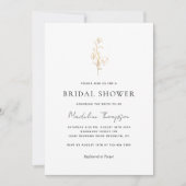 ミニマエレガントリスト金ゴールドフローラブライダルシャワー 招待状 (正面)