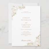 ミニマエレガントリスト金ゴールドフローラ結婚の 招待状 (正面)