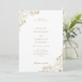 ミニマエレガントリスト金ゴールドフローラ結婚の 招待状 (スタンド正面)