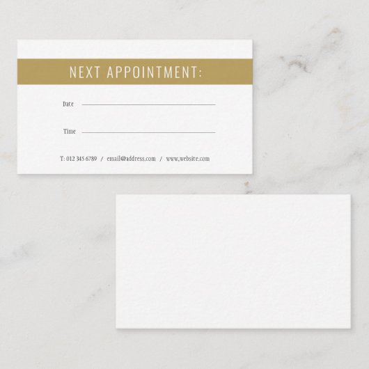 ミニマエレガントリスト金ゴールドホワイトアポイントメントカード 予約カード (正面/裏面)