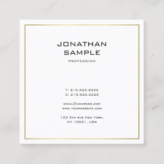 ミニマエレガントリスト金ゴールドルックトレンディープロフェッショナル スクエア名刺 (正面)