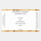 ミニマエレガントリスト金ゴールド&ホワイト化粧品ラベル 長方形シール (正面)