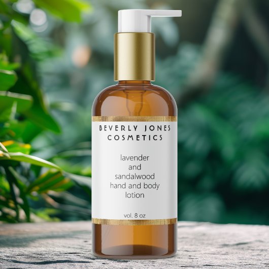 ミニマエレガントリスト金ゴールド&ホワイト化粧品ラベル 長方形シール