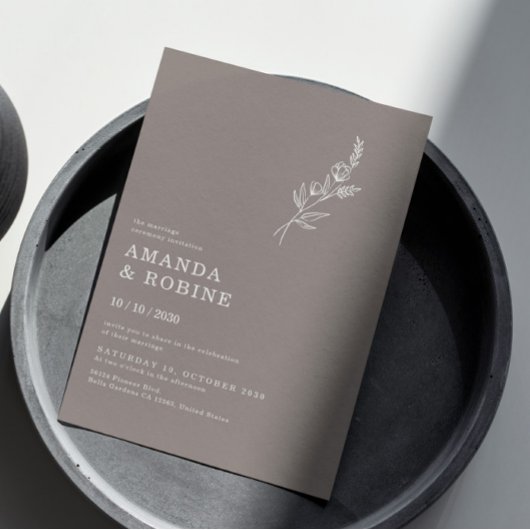 ミニマエレガントリスト離れシックスフラワー結婚ズ 招待状