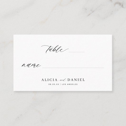 ミニマエレガントリスト黒と白結婚の プレイスカード (正面)