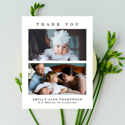 ミニマエレガントリスト2枚の写真ベビーシャワー ポストカード