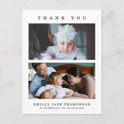 ミニマエレガントリスト2枚の写真ベビーシャワー ポストカード (正面)