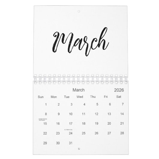 ミニマエレガントリスト2025カスタムフォト文字 カレンダー (3月 2026)
