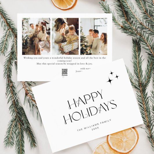 ミニマエレガントリスト3フォトクリスマスグリーティング シーズンカード