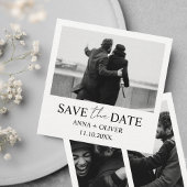 ミニマエレガントリスト3フォトモダンブラック&ホワイト 招待状