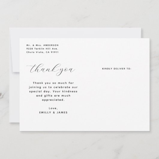 ミニマエレガントリスト3枚の写真ありがとうござ結婚う サンキューカード (裏面)