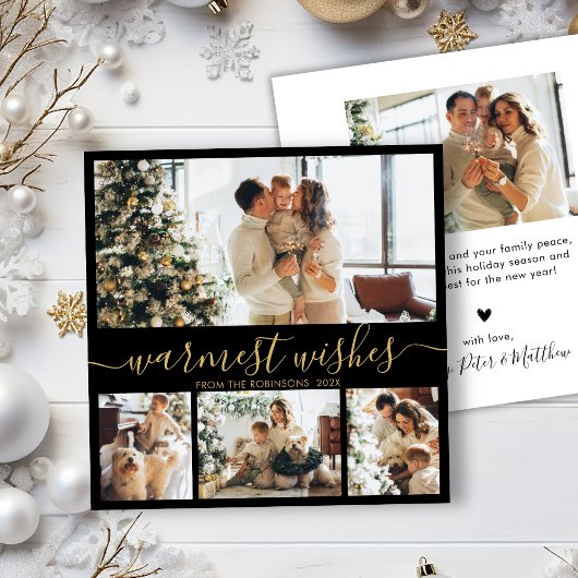 ミニマエレガントリスト4フォトコラージクリスマス シーズンカード