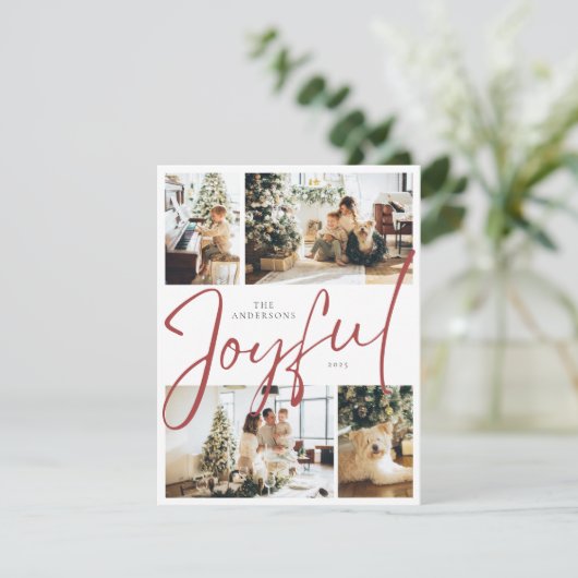 ミニマエレガントリスト4枚の写真と楽しいクリスマス シーズンカード (スタンド正面)