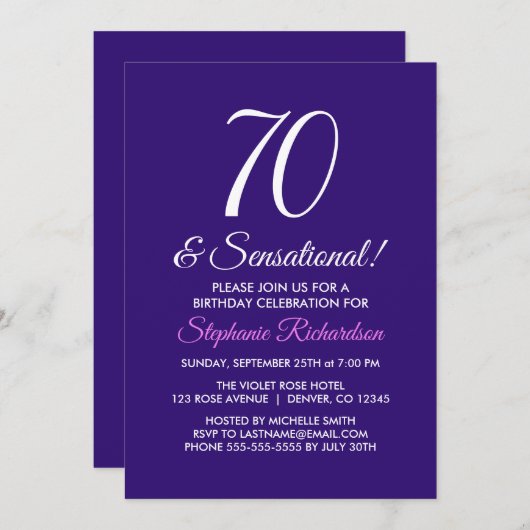 ミニマエレガントリスト70とセンセーショナル紫パーティー 招待状 (正面/裏面)