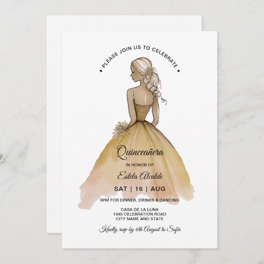 ミニマエレガントリスト・クインセアニェラ 招待状 (正面/裏面)