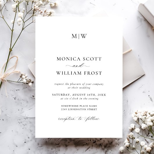 ミニマエレガントリスト・ク結婚ラス 招待状