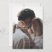 ミニマエレガントリスト・スクリプト暗い写結婚真 招待状 (正面)