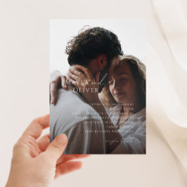 ミニマエレガントリスト・スクリプト暗い写結婚真 招待状