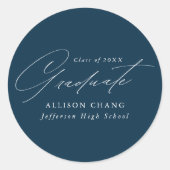 ミニマエレガントリスト・スクリプト海軍の卒業 ラウンドシール (正面)