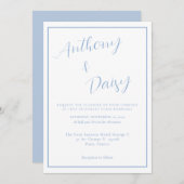 ミニマエレガントリスト・ダスティ縁ど・ブルー結婚ズ 招待状 (正面/裏面)