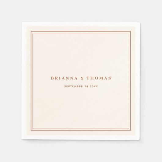 ミニマエレガントリスト・テラコッタ結婚ズ スタンダードカクテルナプキン (正面)