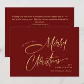 ミニマエレガントリスト・ハンド書ズ・メリー・クリスマス シーズンカード (正面/裏面)